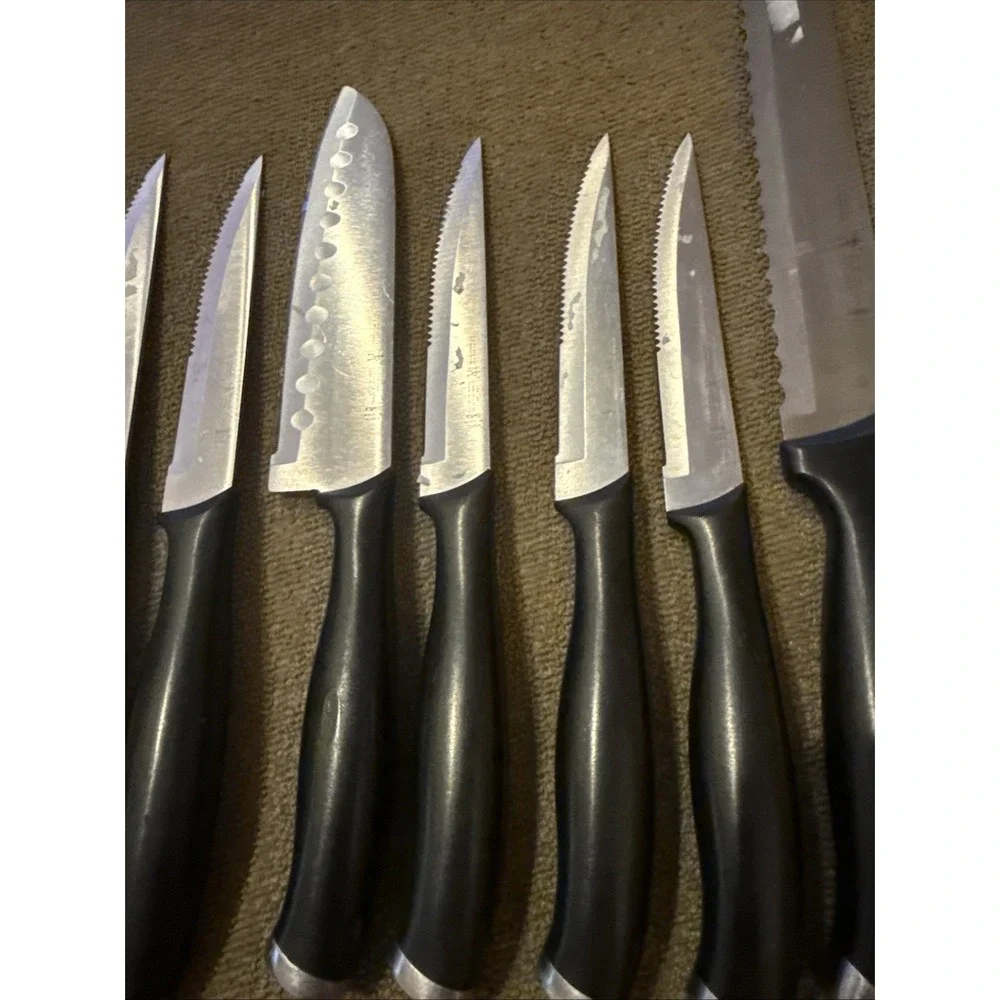 Lot of 10 J. A. HENCKELS Cutlery Knives Silver Cap Stainless Steak Chef (TD)